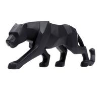Panthère Sculpture Ornements Sculpture Géométrique Résine Léopard Statue Faune Décoration Maison NOIR
