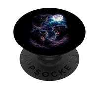Panthères Noires sous la Pleine Lune Vintage Fantasy Lightning PopSockets PopGrip Adhésif