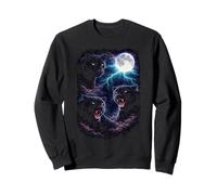 Panthères Noires sous la Pleine Lune Vintage Fantasy Lightning Sweatshirt