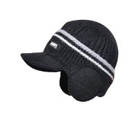 Panthers Chapeau d'hiver doublé en tricot avec visière, cache-oreilles chauds, casquette de ski 3 1, Noir , Taille unique