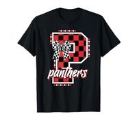 Panthers Lettre Imprimé Carreaux Coquette Noeud School Spirit T-Shirt