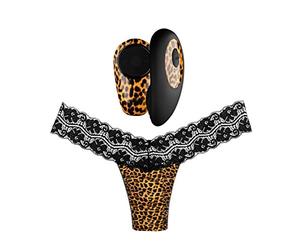 Panthra String Vibrant Femme Tania - Vibromasseur Portable pour Femme - Vibrateur Télécommandé pour Stimuler le Clitoris - Pour des Préliminaires Passionnants - Imprimé Léopard