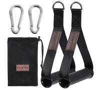 PANTIK Lot de 2 poignées d'exercice améliorées pour machine à câble, poignées en D, sangle en nylon, poignée en silicone avec noyau ABS solide avec mousquetons pour la maison et la salle de sport