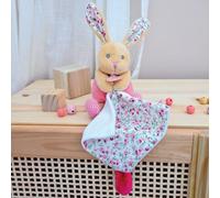 Baby NAT' - Pantin avec Doudou Lapin Poupi Rose 15 cm - Doudou Naissance en Peluche Bébé Fille - Pantin Lapin Réconfortant - Jouet Eveil Bébé Facile à Attraper - Lavable 30° - BN6036