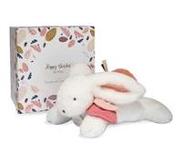 Doudou et Compagnie – Peluche Lapin Happy Boho – 25 cm – Blanc/Terracotta – Boîte cadeau