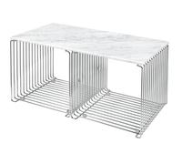 Panton Cube Fil Table d´appoint / Table basse chromé / Table Marbre blanc Montana - 6161T+VPTW2 Marmor weiss