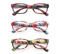 PANTONA Lot 3 lunettes de lecture pour femmes Presbytie, yeux fatigués, monture légère, avec motif floral.+3.50