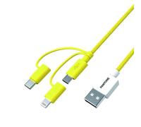 Pantone Câble USB PT-USB003Y1 1,2 m USB-A USB-C Micro-USB Lightning Jaune