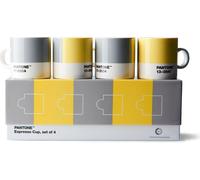 PANTONE Tasse à expresso en porcelaine, 120 ml, lot de 4 avec boîte cadeau, CoY 2021 - Illuminating 13-0647 & Ultimate Gray 17-5104