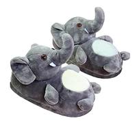Pantoufle Animal Femme, Hiver Chaud éléphant/Girafe/Koala/Hamster/Lapin Pantoufles, Dessin molletonné Adulte en Molleton (35/38 EU,Gray Elephant)