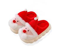 Pantoufle De Noël Femme Enfant Animaux Fille Garcon Chaussure Hiver Chaude Femme Enfant Fille Garçon Peluche Dessin Animé Chaussures De Maison Pas Cher Casual Confortable (29 EU, Rouge)