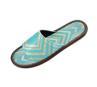 Pantoufle d'intérieur lavable à bout ouvert avec lignes abstraites bleues carrées pour femme, chaussures d'intérieur pour piscine, hôtel, voyage pantuflas para hombres, Art abstrait lignes carré bleu