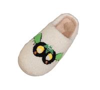 Pantoufle Femme Chausson Homme Women's Straw Slippers Chaussons D'halloween Pantoufles Cerise Chat Mignon Design Unique Cadeau Noël Adolescent Adulte Ete Charentaises Hommes Blanc-BA 41
