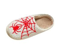 Pantoufle Femme Confortable,Chaussons Peluche Adulte Chausson Halloween Couple Motif Toile D'AraignéE Pantoufles Chic AntidéRapantes Slippers Unisexe pour Une Utilisation IntéRieure Et ExtéRieure