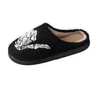 Pantoufle Femme Hiver,Chaussons Femme Confortable Chaussons Plats Motif Amusant De Gestes De La Main Halloween Accueil Slippers Antidérapant pour Intérieur Extérieur