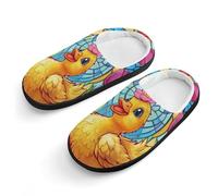 Pantoufle Fleurs De Tulipe Canard Pantoufles En Peluche Pour Extérieur | Chaussons Hiver Antidérapants Pantoufles Moelleuses Pour Chambre Intérieur Homme