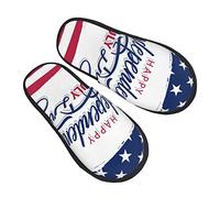 Pantoufle Maison Drapeau Des États-Unis, 4 Juillet, Jour De L'Indépendance Hiver Pantoufles Antidérapantes Hiver Chaussures Chaudes Confortable Chaudes Pantoufles Pour Maison Chambre Camping M