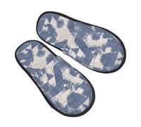 Pantoufle Maison Imprimé Chiné En Lin Français Hiver Pantoufles Confortable Hiver Chaussures Chaudes Antidérapantes Chaussons Maison Pour Maison Chambre Camping M