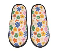 Pantoufle Maison Imprimé De Fleurs Groovy Chaudes Pantoufles Antidérapantes Hiver Chaussures Chaudes Doux Chaussons Maison Pour Salon Hôtels Maison M