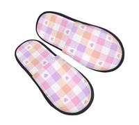 Pantoufle Maison Plaid À Carreaux De Buffle En Forme De Cœur Hiver Pantoufles Antidérapantes Hiver Chaussures Chaudes Confortable Chaussons Maison Pour Chambre Maison Camping L