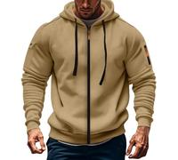 Pantoufle maison pour homme automne et hiver décontracté à manches longues fermeture éclair à manches longues sweat à capuche pour homme sweat à épaules grandes pantoufles, kaki, XL