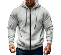 Pantoufle maison pour homme automne et hiver décontracté à manches longues fermeture éclair à manches longues sweat à capuche pour homme sweat à épaules grandes pantoufles, Cendré clair, M