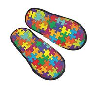 Pantoufle Maison Sensibilisation À L'Autisme Hiver Pantoufles Antidérapantes Hiver Chaussures Chaudes Confortable Chaussons Maison Pour Maison Voyages Camping M
