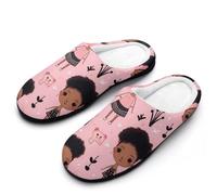 Pantoufle Mignonne Fille Noire Africaine Slippers | Pantoufle doux chaussuresm duveteux Pour Fête chambre à coucher Hôtels