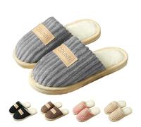 Pantoufle pour femme et homme, paire d'hiver en peluche, pantoufles chaudes, semelle antidérapante, pantoufles à mémoire de forme souple pour la maison, pantoufles douillettes pour l'intérieur