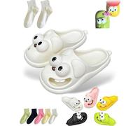 Pantoufles À Baisers For Couples, Pantoufles 3D Avec Langue De Chien Aux Grands Yeux, Chaussons Mignons À Motifs De Dessins Animés, Semelle Épaisse Antidérapante, For Femmes Et Hommes(White,40/41)