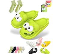 Pantoufles À Baisers For Couples, Pantoufles 3D Avec Langue De Chien Aux Grands Yeux, Chaussons Mignons À Motifs De Dessins Animés, Semelle Épaisse Antidérapante, For Femmes Et Hommes(Green,38/39)