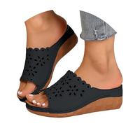 Pantoufles à bout ouvert pour femme - Rembourrées - Confortables et légères - Avec semelle compensée - Chaussures punk pour femme, Noir , 40 EU