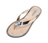 Pantoufles à chevrons pour femme avec strass et fond plat - Tongs confortables