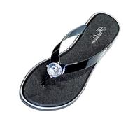 Pantoufles à chevrons pour femme avec strass et fond plat - Tongs confortables