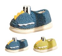 Pantoufles à enfiler pour filles - Joli petit dinosaure - Velours chaud - Doux et confortable - Mousse à mémoire de forme - Chaud - Pour l'hiver - Avec chaussons antidérapants et légers pour