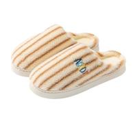 Pantoufles à enfiler pour homme et femme - Jolies chaussures d'intérieur à rayures en peluche - Chaudes, douces et confortables - En mousse à mémoire de forme - Chaussures d'intérieur décontractées et