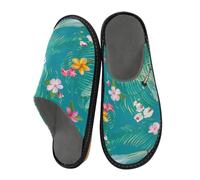 Pantoufles à fleurs tropicales et libellules pour homme et femme, motif floral d'été, pantoufles d'intérieur, chaussettes d'intérieur, chaussures de chambre à coucher, de voyage, multicolore, 46/48 EU