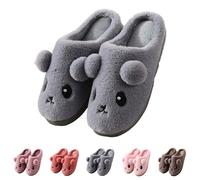 Pantoufles à fond souple pour femme - Jolis chaussons en peluche douce - Confortables et chauds - Antidérapants - Pour l'extérieur, café, 39 1/3 EU