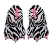 Pantoufles à griffes, pantoufles thermiques antidérapantes en forme de patte de zèbre pour femme - Monstre silencieux avec doublure en cristal, résistantes à l'humidité, animal pour femmes et fille