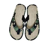 Pantoufles à la cannelle - Motif camouflage - Pour homme et femme - Confortables - En bambou naturel - Pour homme et femme, vert, 44