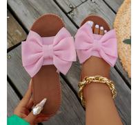 Pantoufles à nœud papillon pour femmes, chaussures de plage antidérapantes à la mode avec design de nœud papillon, style extérieur & intérieur, chaussures amples et confortables convenant également au