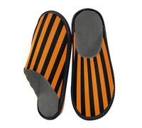 Pantoufles à rayures oranges pour homme et femme - Happy Halloween Party - Pantoufles d'intérieur - Chaussettes d'intérieur - Chaussures de chambre à coucher - Pour voyage, multicolore, 41/42 EU