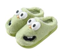 Pantoufles amusantes pour femme - Semelle épaisse antidérapante - Confortable - Grand œil - Langue - Grand orteil - Imprimé dents, Vert 2, 37.5 EU