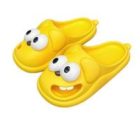 Pantoufles amusantes pour femme - Semelle épaisse antidérapante - Confortable - Grand œil - Langue - Grand orteil - Imprimé dents, jaune, 35.5 EU