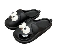 Pantoufles amusantes pour femme - Semelle épaisse antidérapante - Confortable - Grand œil - Langue - Grand orteil - Imprimé dents, Noir , 37.5 EU