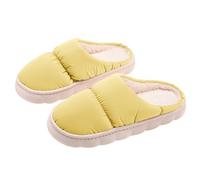 Pantoufles antidérapantes en coton et lin pour homme et femme - Pour l'intérieur et l'extérieur - Sandales à bout ouvert - Respirantes - Sandales en liège pour femme, jaune, 37 EU