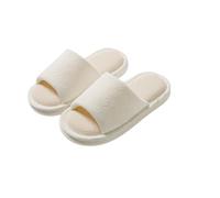 Pantoufles antidérapantes en lin - Unisexe - Lavables - Pour hôtels - Bout ouvert - Pour spa, fête, invités, hôtel et voyages, Blanc., 38 EU