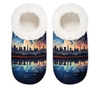 Pantoufles antidérapantes en mousse à mémoire de forme avec motif feux d'artifice pour homme et femme, multicolore, 9/10.5 UK Wide