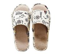 Pantoufles Antidérapantes Femme Et Homme Chaussons En Lin En Coton Confortable Bout Ouvert Pantoufles Léger Respirables Chaussons Slippers Intérieur/extérieur Chaussures Pour Toutes Saisons