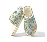 Pantoufles antidérapantes pour femme | Boho Leaf Floral Pantoufles souples à bout fermé lavables pour chambre à coucher, hôtel, voyage, spa